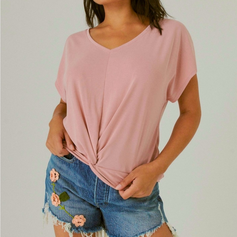 Lucky Brand | Twist Front Tee | Pink | Women’s Large